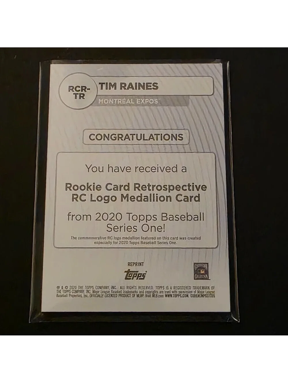 2020 Topps - Rookie Card Retrospective Logo Medallions Tim Raines #RCR-TR